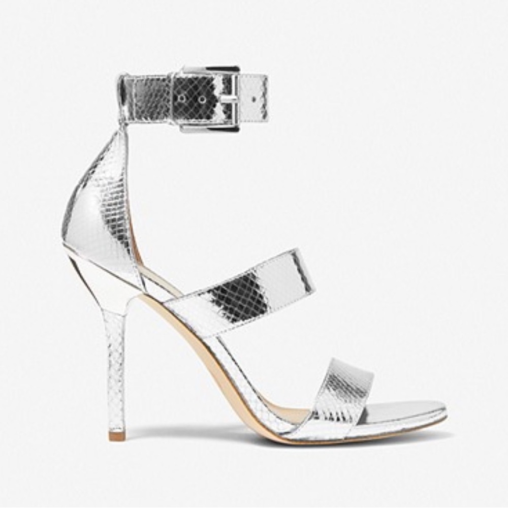 MICHAEL MICHAEL KORS
Amal Metallic Snake Embossed Leather Sandal - Picture 2 of 6
